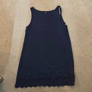 Only Hearts Helena Stuart So Navy Gray Tank Tunic Scalloped Lace Hem Size L